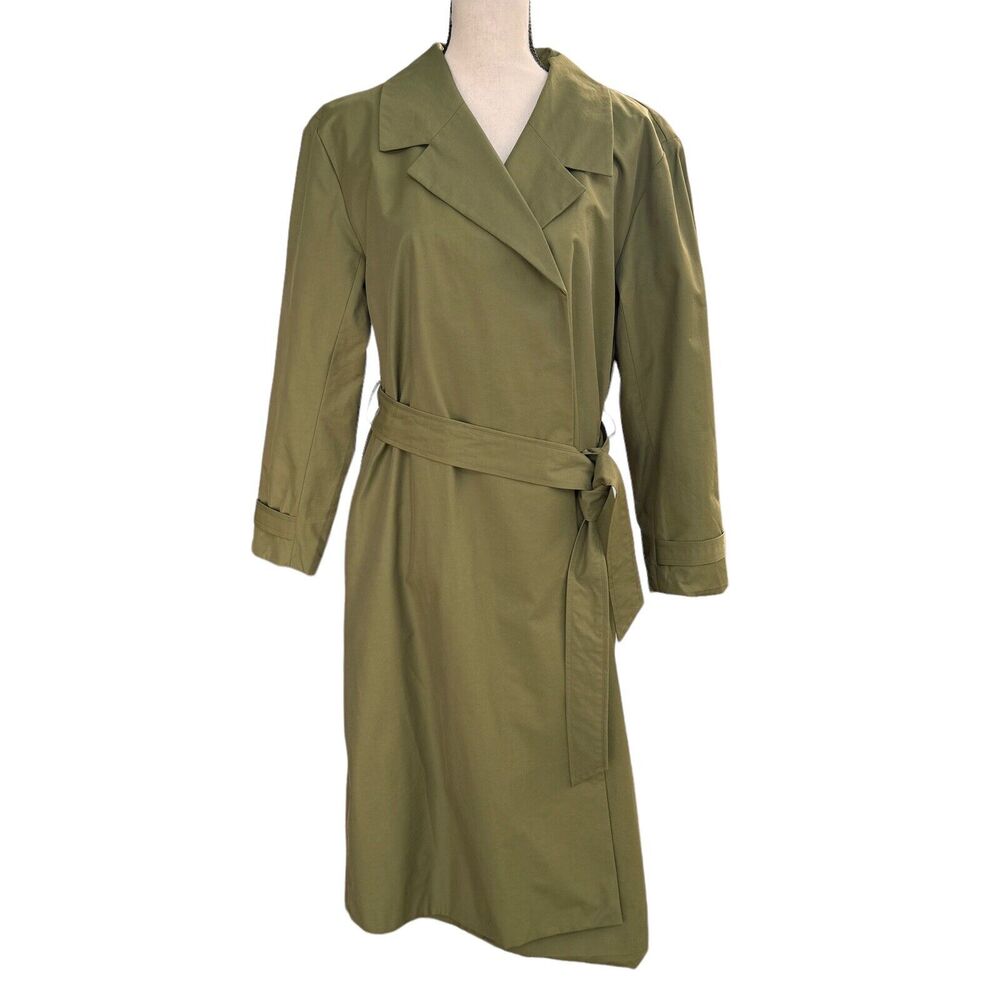 Alfani Petite Large Trench Coat Jacket Open Front Long Sleeve Pockets Belt Women